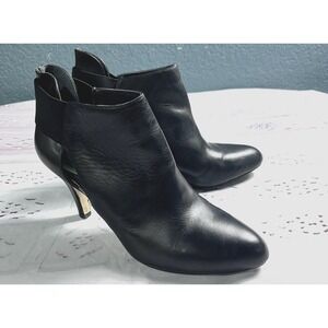 Adrienne Vittadini Tibbs Ankle Bootie Womens Size 9 Black Leather Stiletto Heel